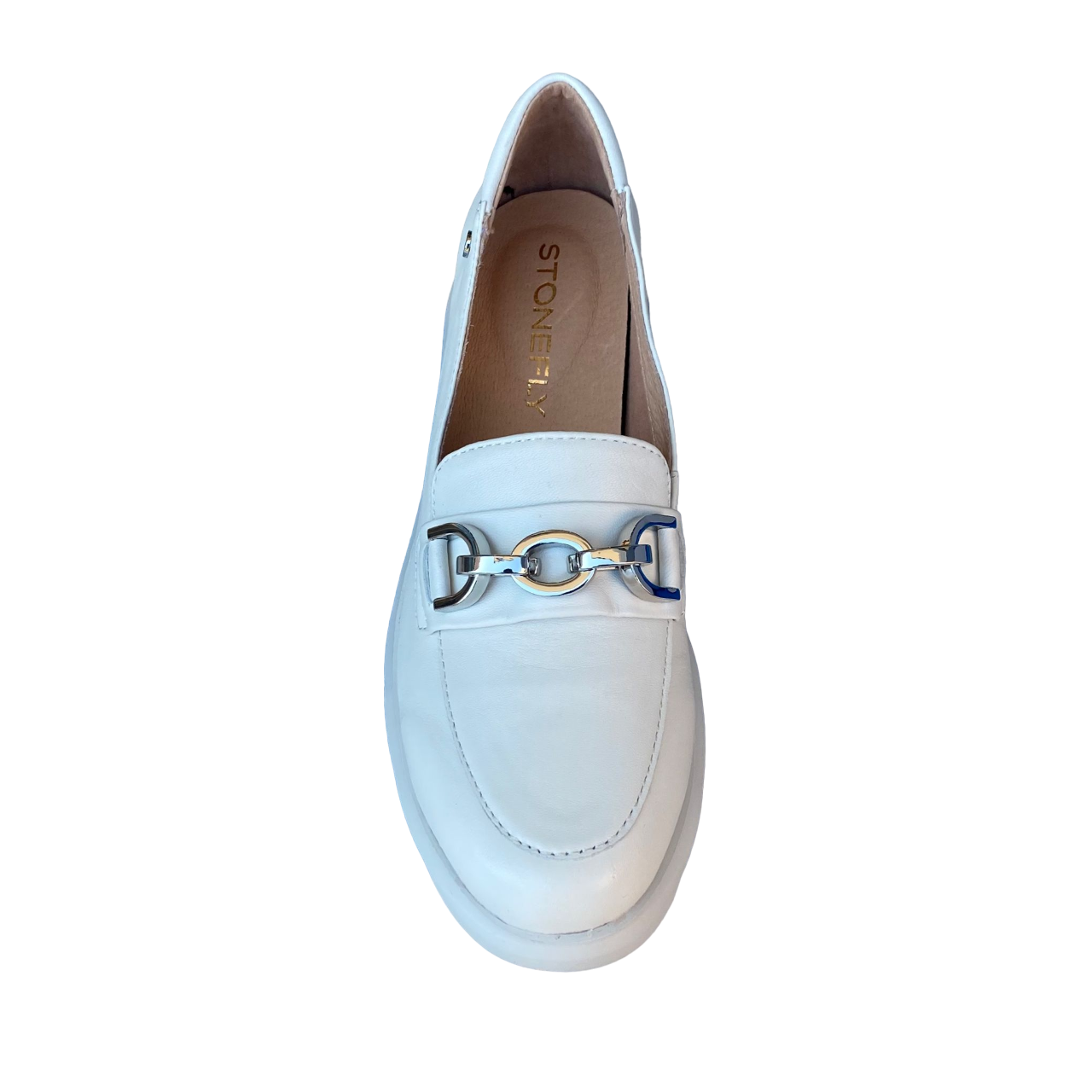 Stonefly scarpa Mocassino in pelle da donna con catena Plume 26 220757 346 grigio