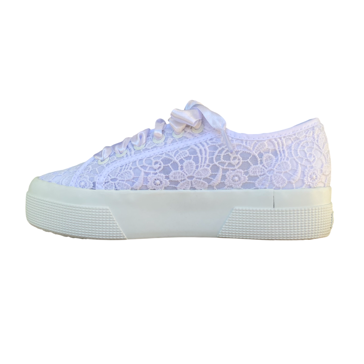 Superga scarpa sneakers da donna 2740 S2136QW A0A flower macrame bianco