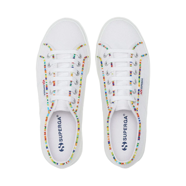 Superga scarpa sneakers da donna 2740 Multicolore Beads S4131FW ATR bianco
