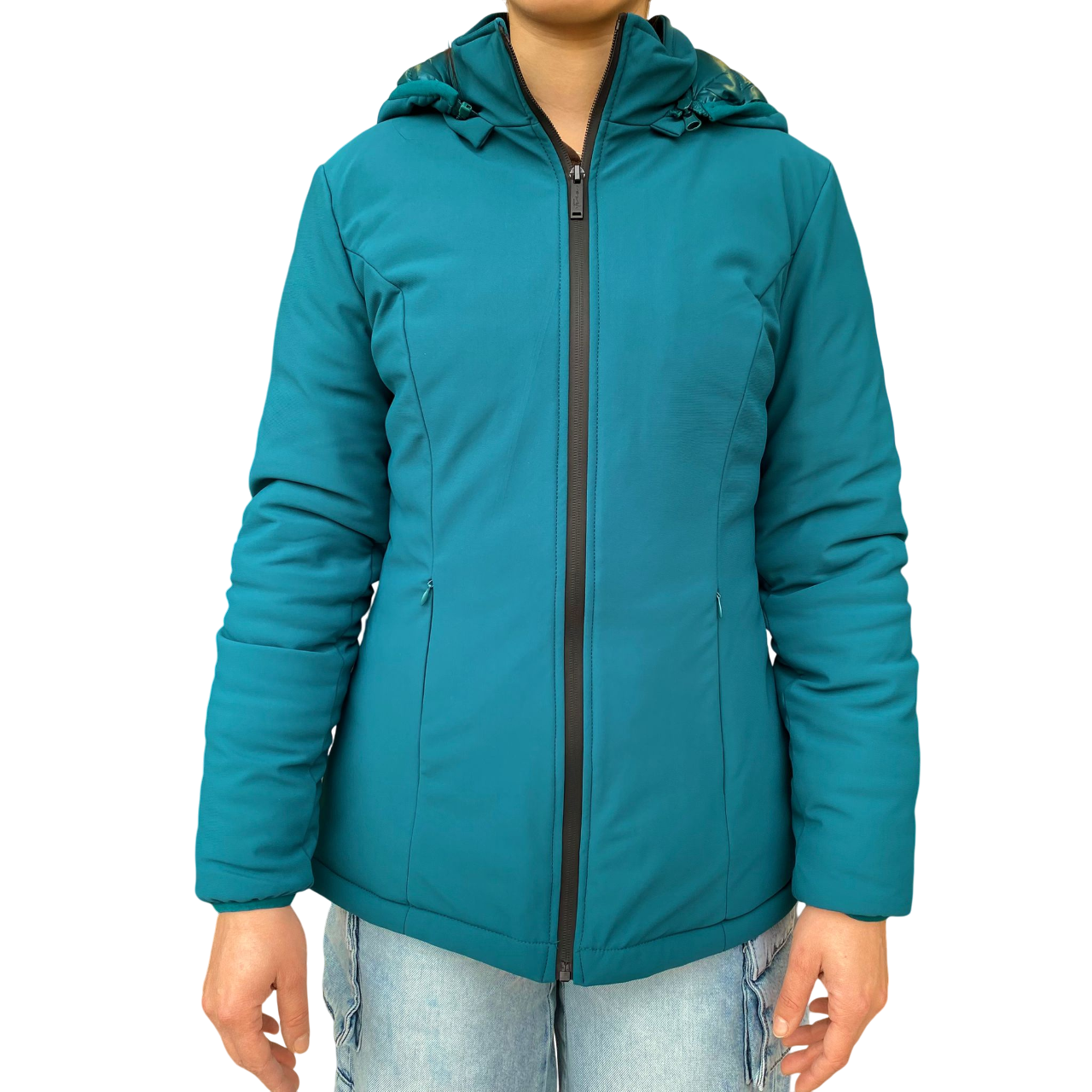 Trez Giacca da donna con cappuccio staccabile JUSTICE-1001 M47130 291 verde smeraldo