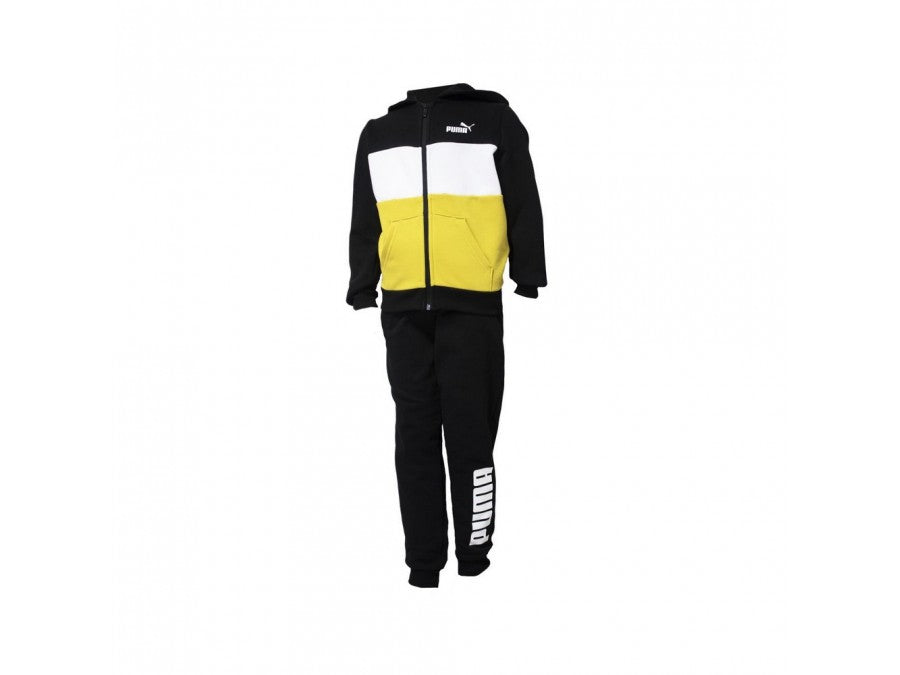Puma Tuta sportiva da ragazzo Colorblock 847604 01 nero giallo limone