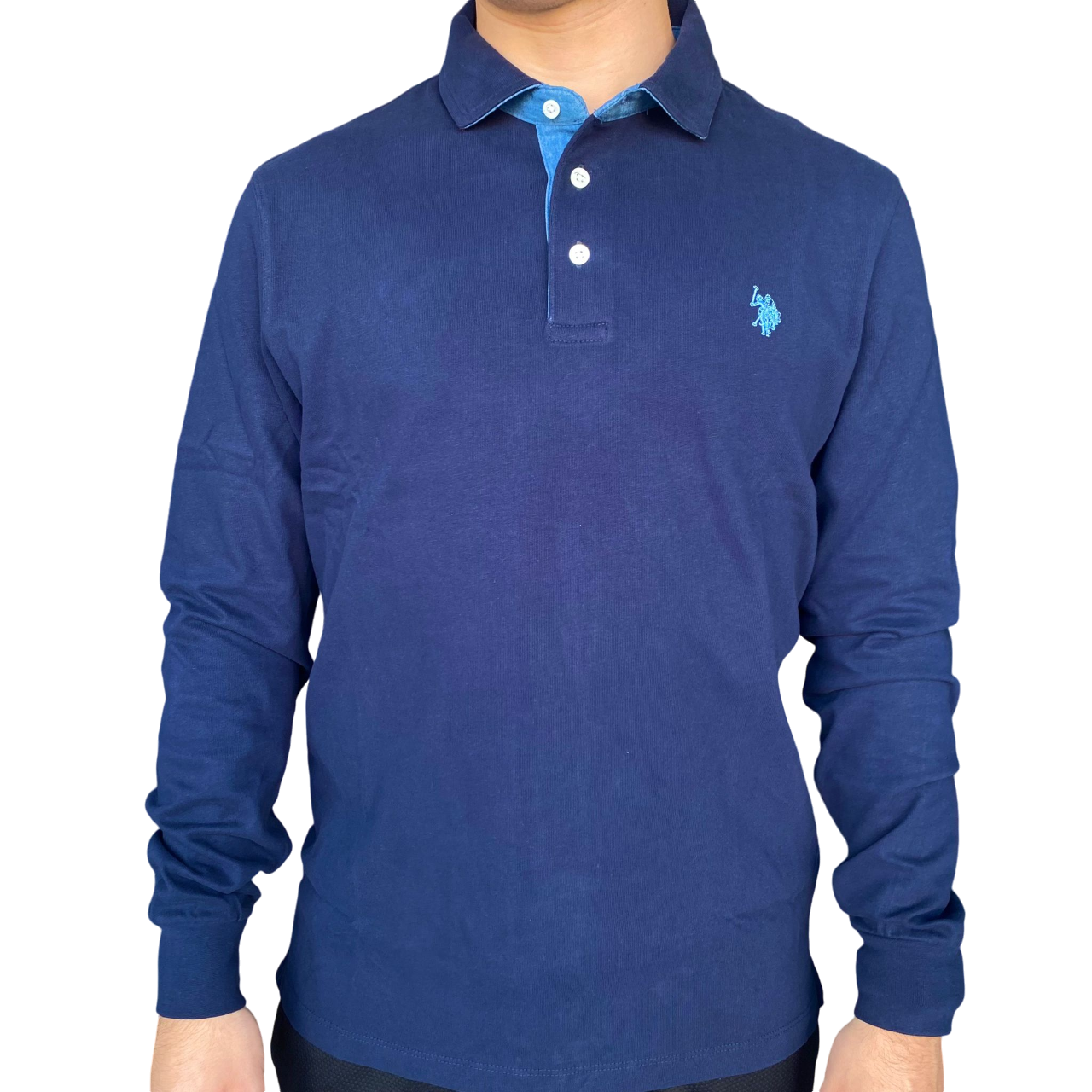 U.S. Polon Assn polo manica lunga da uomo Lyle-Man US40177009 179 blu