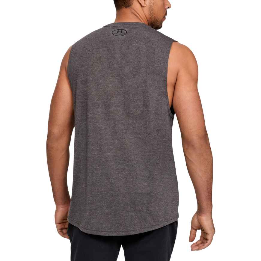 Canotta sportiva Under Armour grigia per uomo, tessuto tecnico traspirante ideale per allenamento, posteriore