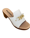 Valleverde sandalo ciabatta da donna con catena e strass tacco da 6 cm. 55450 avorio