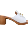Valleverde sandalo ciabatta da donna con catena e strass tacco da 6 cm. 55450 avorio