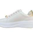 Valleverde scarpa sneakers da donna con applicazioni sui lacci 35103 bianco-oro