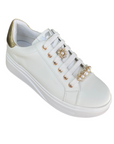 Valleverde scarpa sneakers da donna con applicazioni sui lacci 35103 bianco-oro