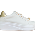 Valleverde scarpa sneakers da donna con applicazioni sui lacci 35103 bianco-oro