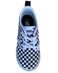 Vista dall'alto checkerboard Vans Atwood Slip-On Junior VN0A2XSPHRK, motivo scacchi bianco-nero per kids