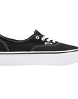 Vans Authentic Platform nere da donna, modello VN0A3AV8BLK in tela con suola platform e battistrada waffle - esterna