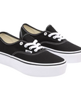 Vans Authentic Platform nere da donna, modello VN0A3AV8BLK in tela con suola platform e battistrada waffle - frontale