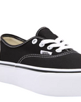 Vans Authentic Platform nere da donna, modello VN0A3AV8BLK in tela con suola platform e battistrada waffle - lacci