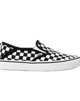 Sneakers Vans Comfycush Slip-On VN0A3WME5GU1 bianche a scacchi neri con pattern checkerboard iconico, vista esterna