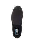 Dettaglio tomaia in tela nera Vans Slip On Lite VN0004PE186 con iconico side stripe