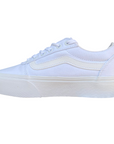 Sneakers Vans Ward Platform bianche in canvas con suola rialzata, modello VN0A3TLC0RG1 per donna