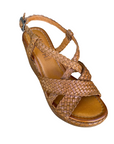 Sandalo da donna Vueva WD319R24 terra 311 cognac intrecciato con zeppa, vista dall'alto