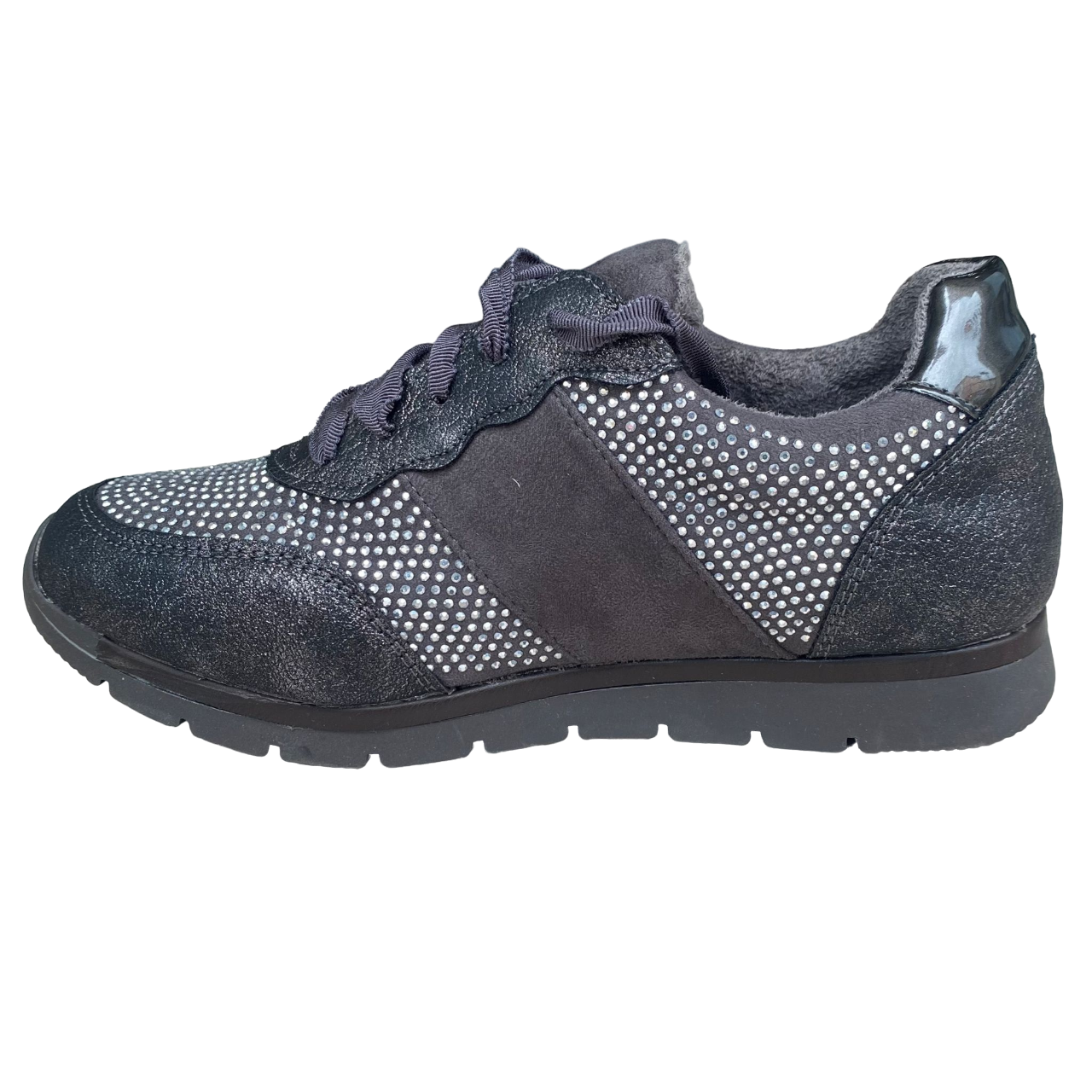 XTI women's sneakers shoe with suede and rhinestone upper Zapato 55763 gray