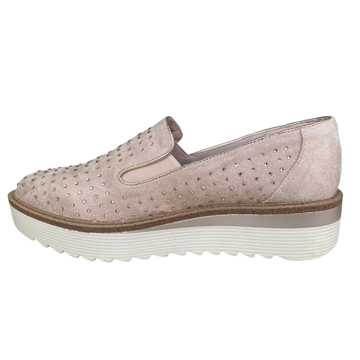 Xti women's casual moccasin shoe Zapato Antelina 47772 golden pink