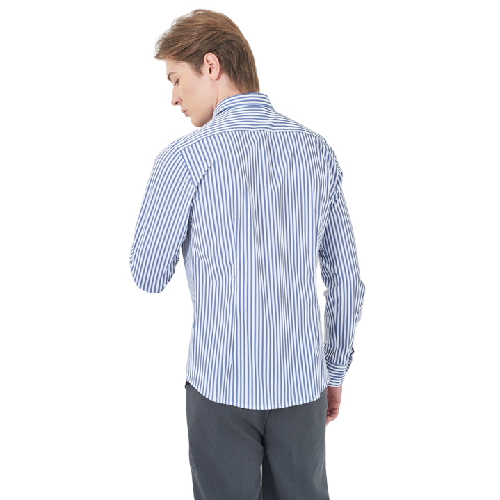 YES ZEE – Camicia Uomo a righe 0365 C809 Bianco-Blu - retro