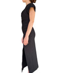 Yes Zee Abito Lungo 1432A037 - Vestito Donna Nero Nuovo Arrivo Vista Laterale