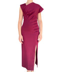 Yes Zee Abito Lungo 1432A037 - Vestito Donna Rosso Borgogna Vista Frontale