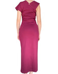 Yes Zee Abito Lungo 1432A037 - Vestito Donna Rosso Borgogna Vista Posteriore