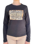 Yes Zee Maglietta Donna 1461 Brillantini - T-Shirt Nera Vista Frontale