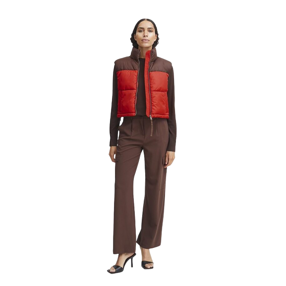 b.young short women's vest jacket Bomina col Wasitcoat 20813371 202174 coffee-chocolate