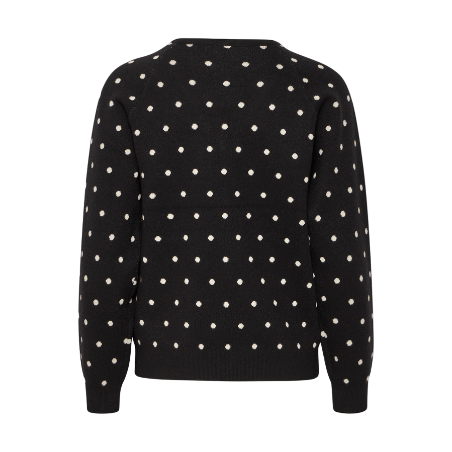 b.young maglione girocollo da pois da donna Bymiran dot Jumper 20815262 200453 nero