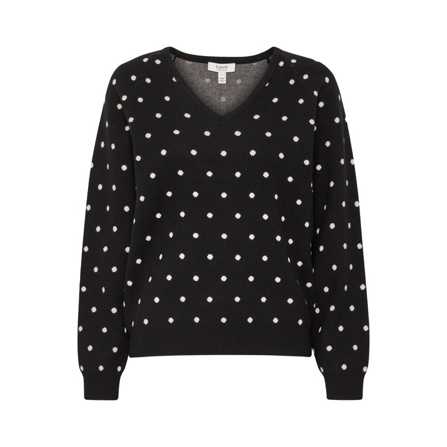 b.young maglione girocollo da pois da donna Bymiran dot Jumper 20815262 200453 nero