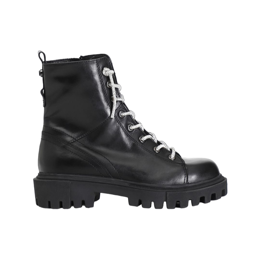 CafèNoir scarpa Tronchetto in pelle con lacci strass da donna c1FB1101 N033 nero