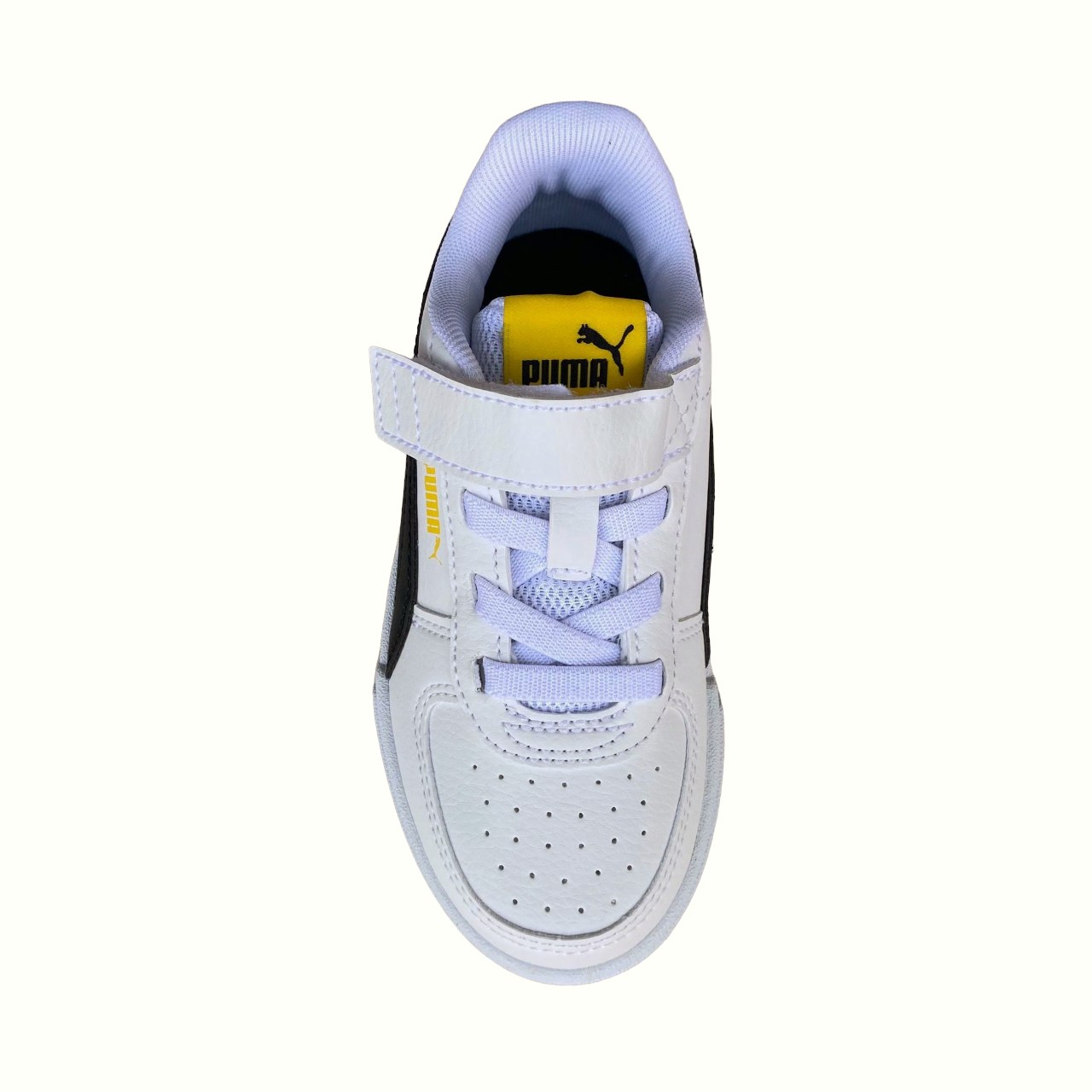 Puma sneakers bassa unisex junior con laccio elastico e velcro Caven AC+PS 389307 14 white-black-yellow