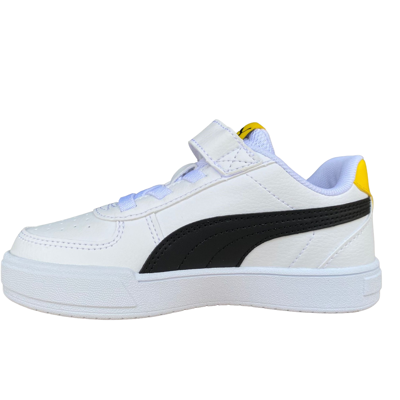 Puma sneakers bassa unisex junior con laccio elastico e velcro Caven AC+PS 389307 14 white-black-yellow