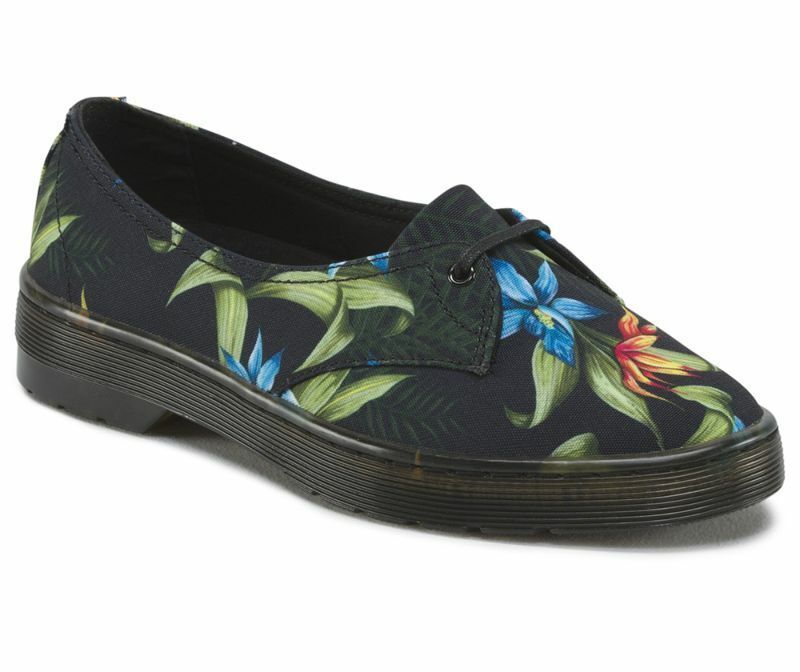 Dr. Martens women's canvas ballerina shoe Morada Hawaiian Floral T Canvas 16576002 black