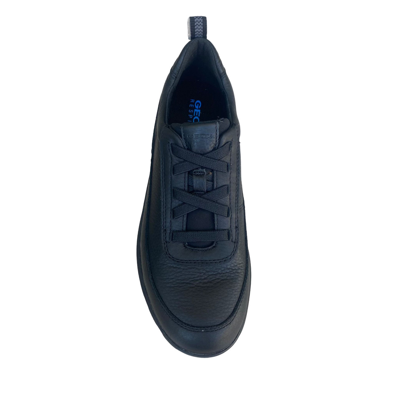 Geox sneakers shoe with elastic lace in tumbled leather for men Spherica U36BYB 00034 C9999 black