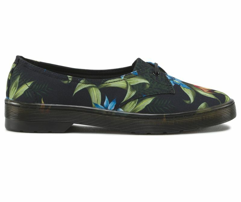 Dr. Martens women's canvas ballerina shoe Morada Hawaiian Floral T Canvas 16576002 black