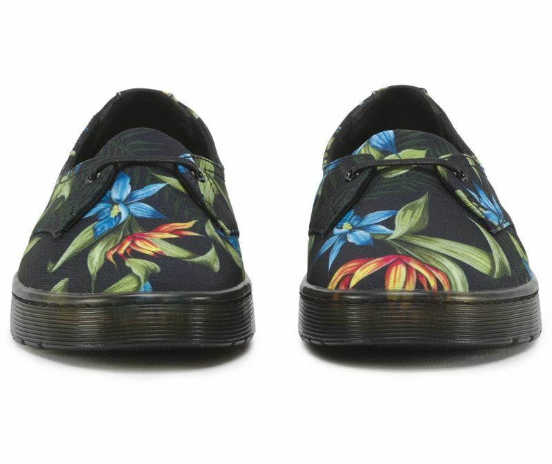 Dr. Martens women's canvas ballerina shoe Morada Hawaiian Floral T Canvas 16576002 black
