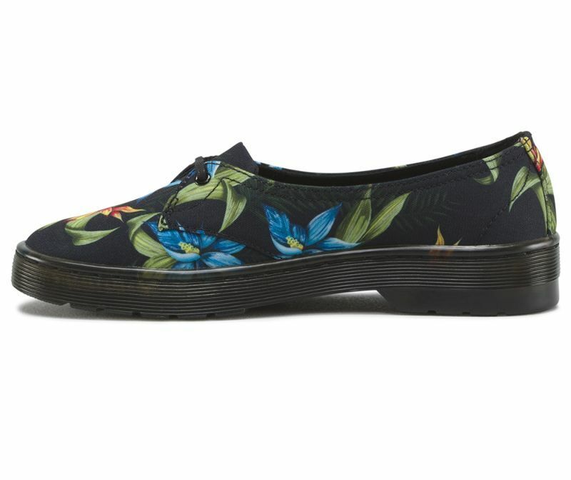 Dr. Martens women's canvas ballerina shoe Morada Hawaiian Floral T Canvas 16576002 black