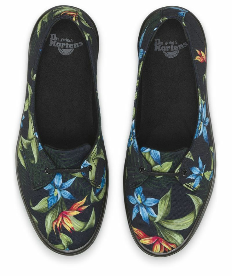 Dr. Martens women's canvas ballerina shoe Morada Hawaiian Floral T Canvas 16576002 black