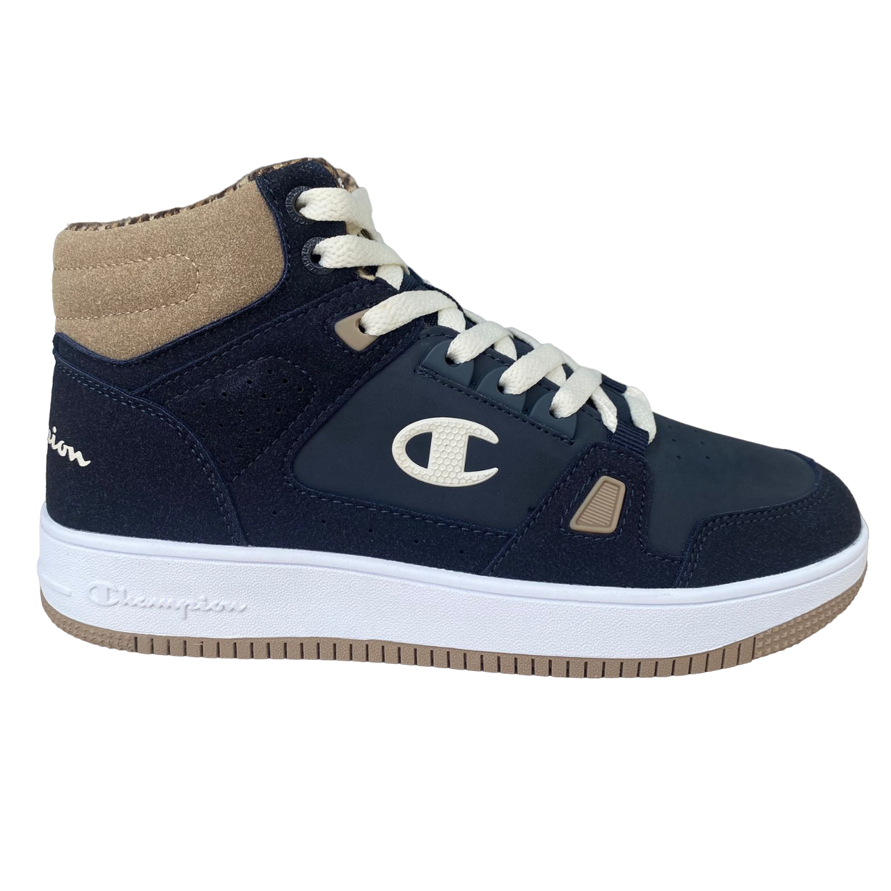 Champion scarpa casual alta da bambino con laccio elastico e velcro alla caviglia S32718 BS501 blu-bianco