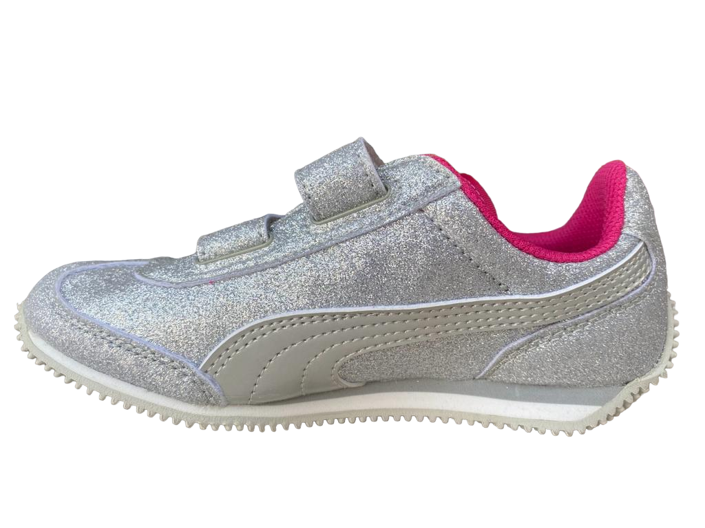 Puma girls' sneakers with velcro Whirlwind Glitz V PS 363973 12 silver