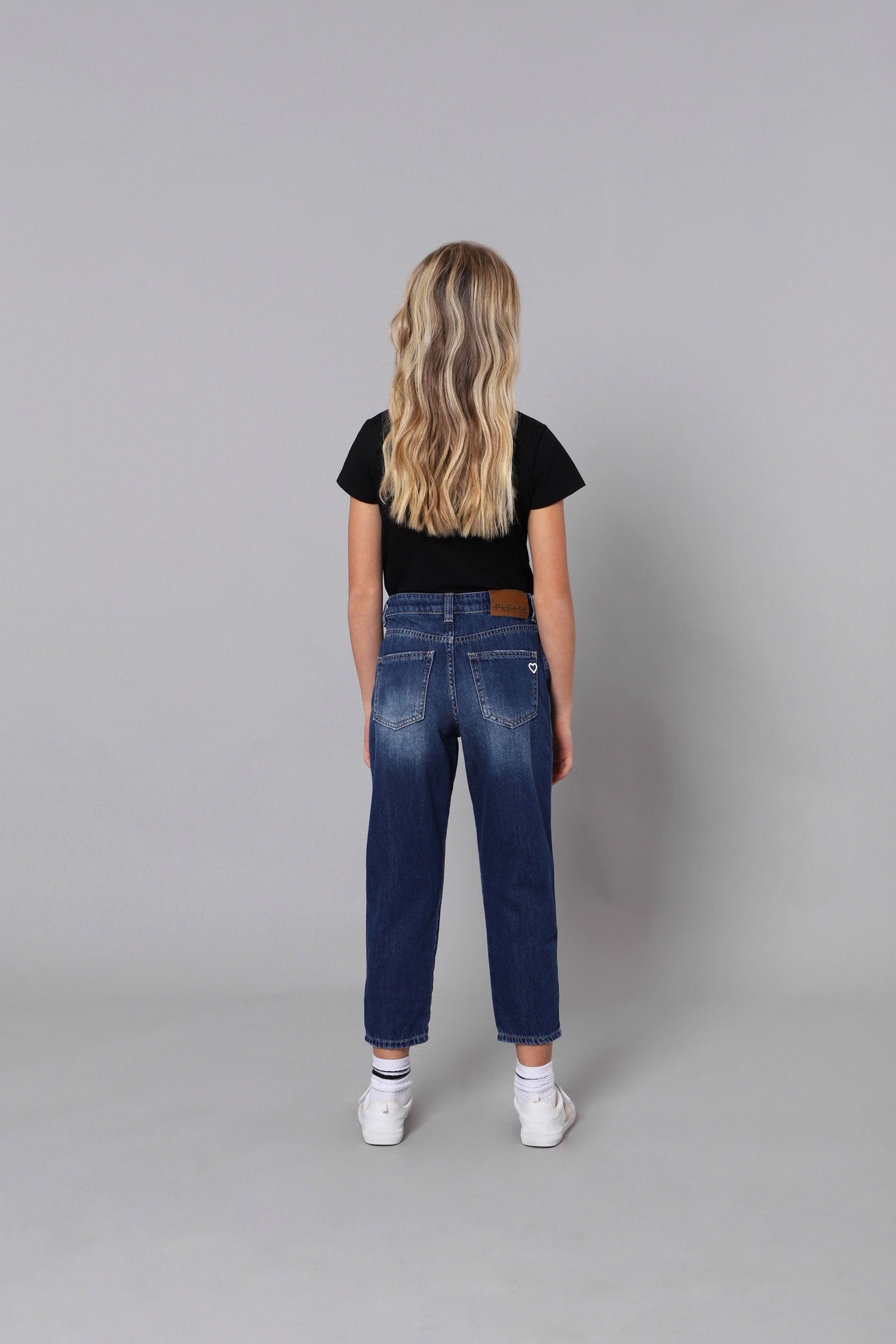 Please Pantalone Denim Mom-Fit effetto Délavé PHG4F98G31 1670 blue denim