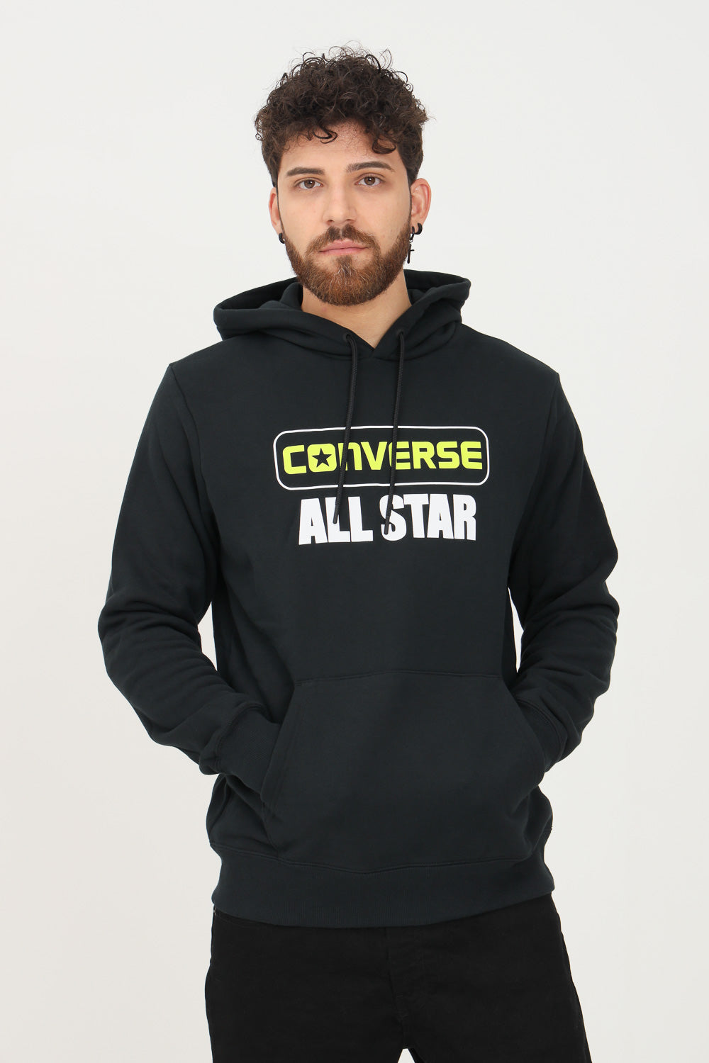 Converse felpa con cappuccio da uomo Sweatshirt All Star 10023305-001 nero