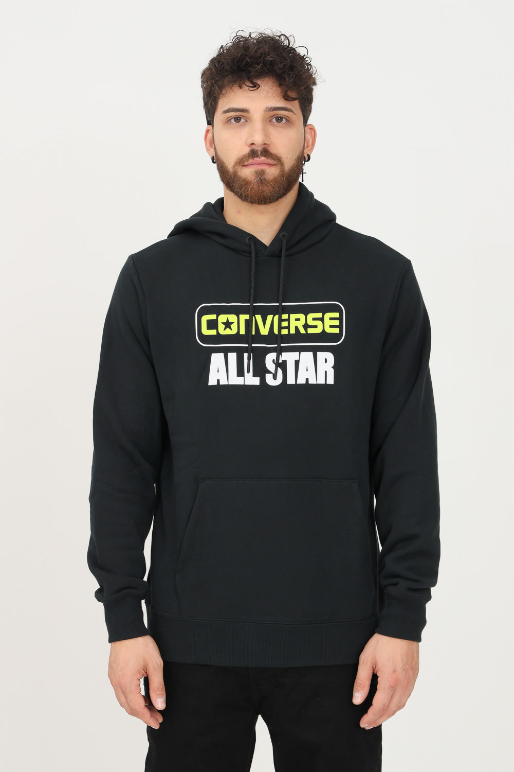 Converse felpa con cappuccio da uomo Sweatshirt All Star 10023305-001 nero