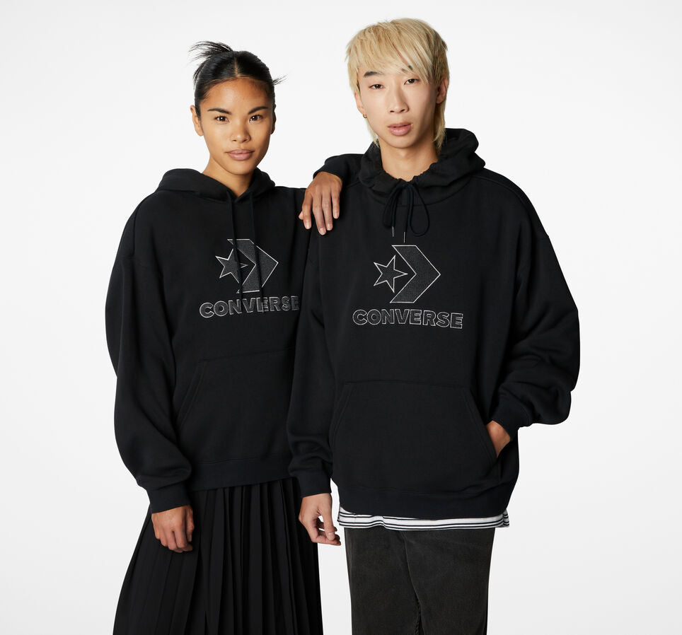 Converse felpa con cappuccio da adulti Go-To Star Chevron Loose Fit 10024915-A01 001 nero