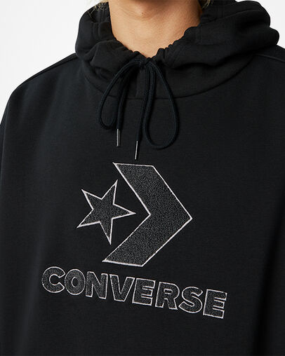 Converse felpa con cappuccio da adulti Go-To Star Chevron Loose Fit 10024915-A01 001 nero