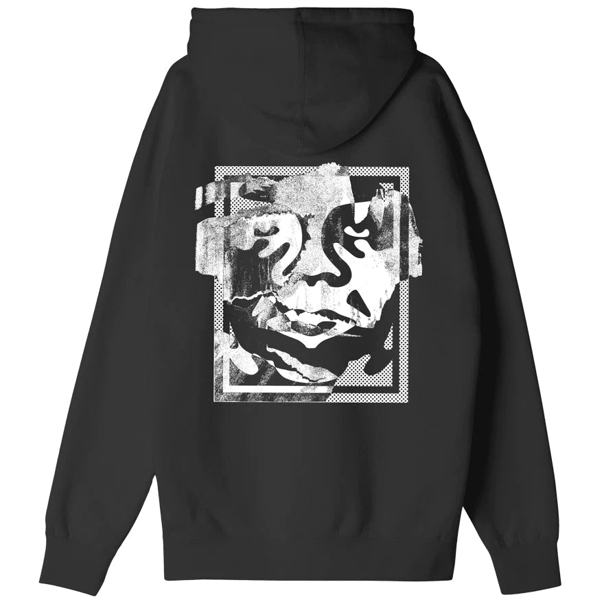 Obey Felpa da uomo con cappuccio Torn Icon Face 117463406 nero