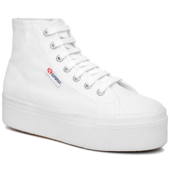 Superga scarpa sneakers alta da donna con zeppa 2705 Hi Top S3111MW 901 bianco
