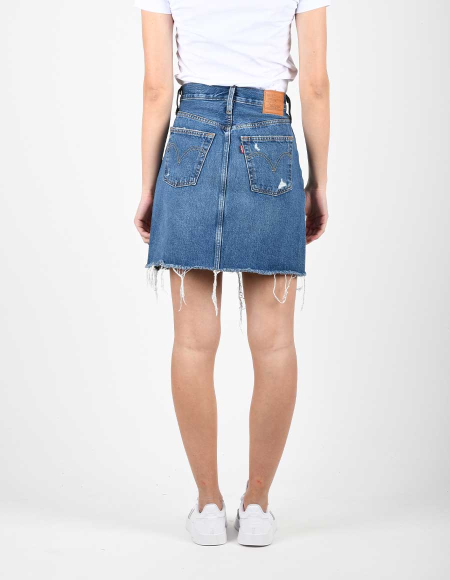 Levi's High-waisted raw cut skirt 778820020 medium indigo