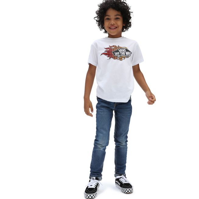 Vans maglietta manica corta da bambino Flame VN0A5KPFWHT bianco